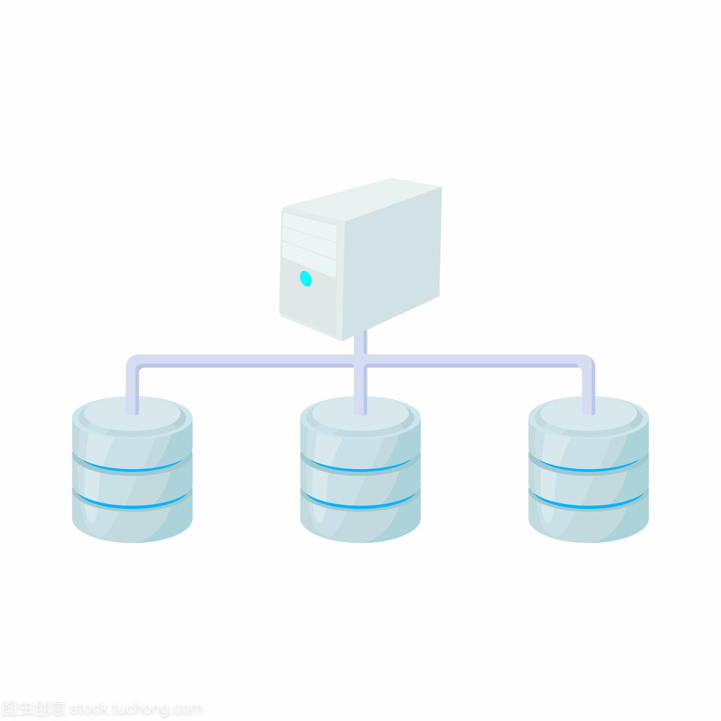 计算机网络数据库图标 卡通风格下的数据库与网络服务设计